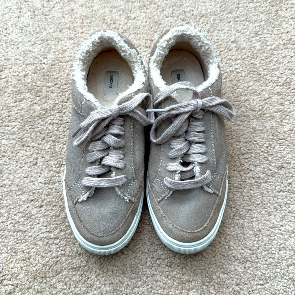 Birdies Cardinal Sneakers Dune Wash Faux Shearling Lined Shoes Size 7.5